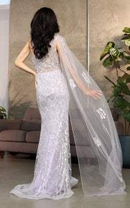 Sky Blue Sexy One-Shoulder Sequined Tulle Long Evening Dress