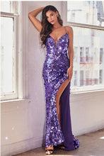 Nova Purple Paillette Fitted Gown