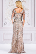 Mocha 3Q Sleeve Embellished Mob Dress