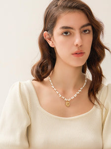 18K Gold-Plated Natural Pearl Necklace
