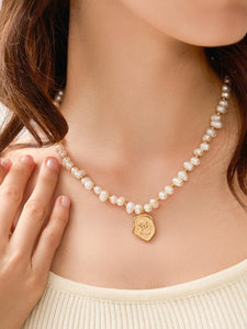 18K Gold-Plated Natural Pearl Necklace