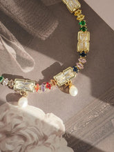 14K Bracelet with Oval Gemstone and Pearl