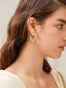 18K Gold-Plated C-Shaped Braided Golden Earring