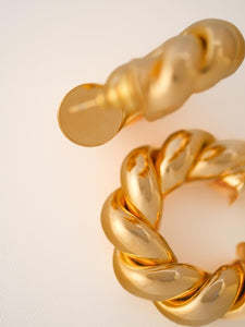 18K Gold-Plated C-Shaped Braided Golden Earring