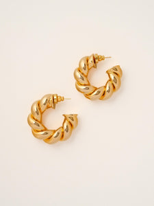 18K Gold-Plated C-Shaped Braided Golden Earring