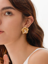18K Gold-Plated Floral Studs with Petite Pearls