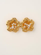 18K Gold-Plated Floral Studs with Petite Pearls
