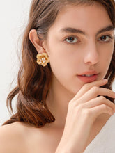 18K Gold-Plated Floral Studs with Petite Pearls