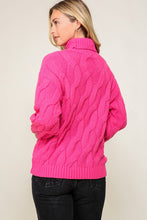 Fuchsia Twisted Mock Turtleneck Sweater
