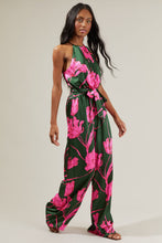 Emerald-Fuchsia Eartha Floral Lighthearted Trapeze Jumpsuit