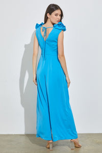 River Blue Ruffle Drape Neck Jumpsuit