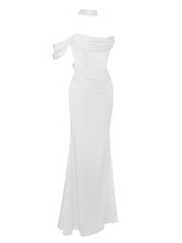 Ivona White Halter Neck Double Duchess Satin Gown