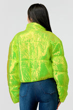 Lime Sexy Neon Sequins Puffer Overszied Bomber Jacket