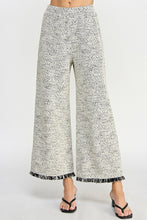 White/Black Fringe Detail Crop Pants