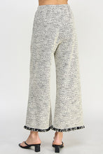 White/Black Fringe Detail Crop Pants