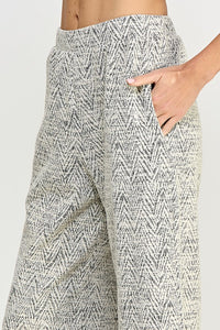 White/Black Fringe Detail Crop Pants