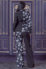 Black Multi Half Color Block Jacket with Pants Set