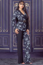 Black Multi Half Color Block Jacket with Pants Set