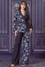 Black Multi Half Color Block Jacket with Pants Set