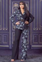 Black Multi Half Color Block Jacket with Pants Set