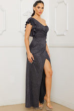 Black Glittered One Shoudler Maxi Dress