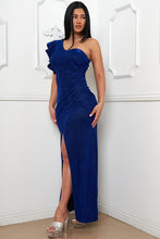 Royal Glittered One Shoudler Maxi Dress