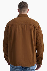Dark Brown Mens Long Sleeve Solid Wash Shirts
