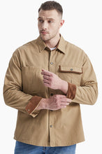 Khaki Mens Long Sleeve Solid Wash Shirts