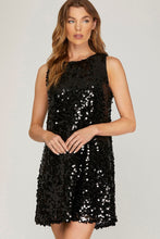 Black Sleeveless Matte Sequin Mini Dress