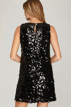 Black Sleeveless Matte Sequin Mini Dress