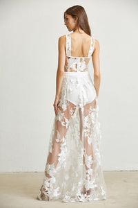 White Floral Embroidery Lace Dress