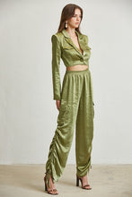 Hemp Satin Blazer Cargo Pant Set