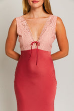 Rose Lace Mix Slip Midi Dress