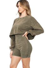 Olive Mineral Washed Stretch Cotton Ribbed Corset Tube Romper