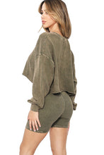 Olive Mineral Washed Stretch Cotton Ribbed Corset Tube Romper