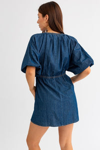 Denim Ballon Sleeve Dress