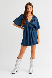 Denim Ballon Sleeve Dress