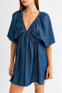 Denim Ballon Sleeve Dress