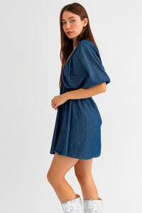 Denim Ballon Sleeve Dress