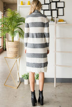 Charcoal/White Wide Striped Turtleneck Sweater Dress