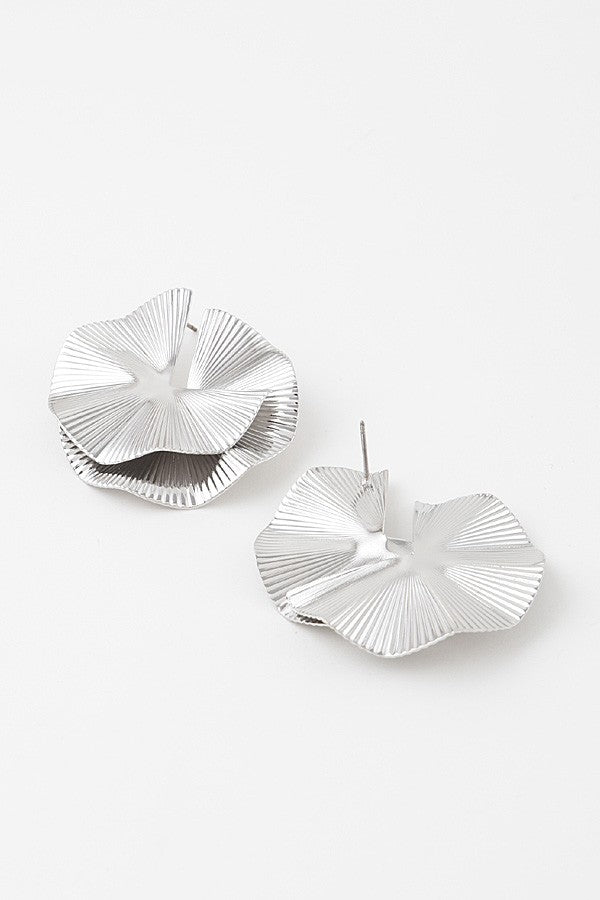 Silver Abstract Twin Flare Disc Earrings