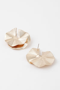 Gold Abstract Twin Flare Disc Earrings