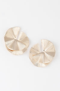 Gold Abstract Twin Flare Disc Earrings