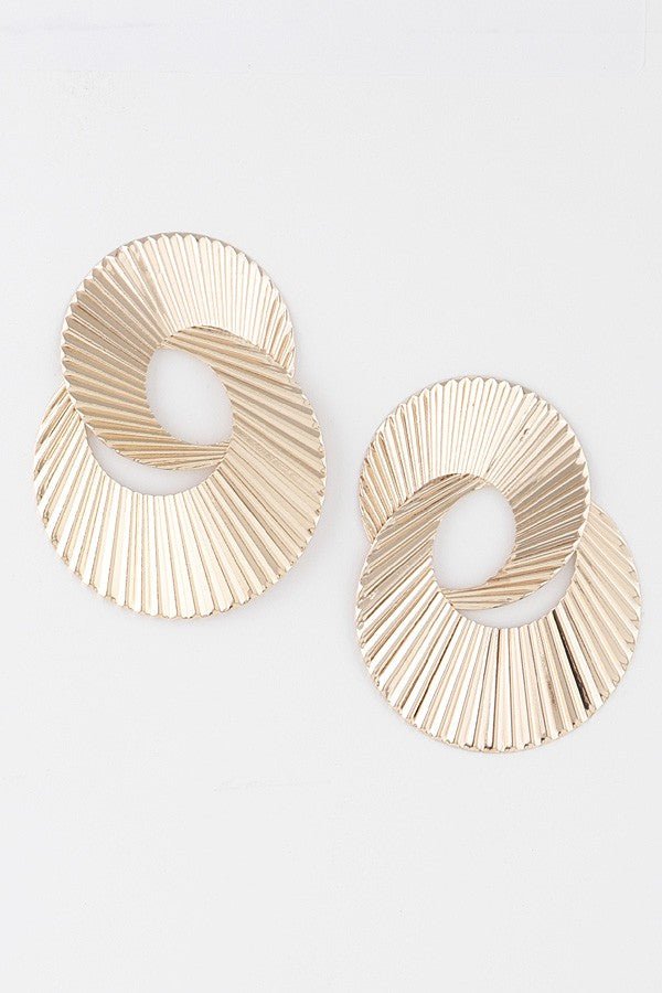 Gold Abstract Disc Linked Earrings