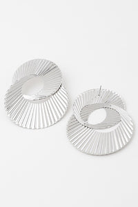 Silver Abstract Disc Linked Earrings