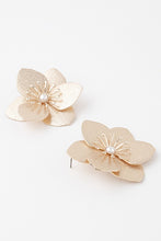 Gold Cream Delicate Pearl Flower Earrings