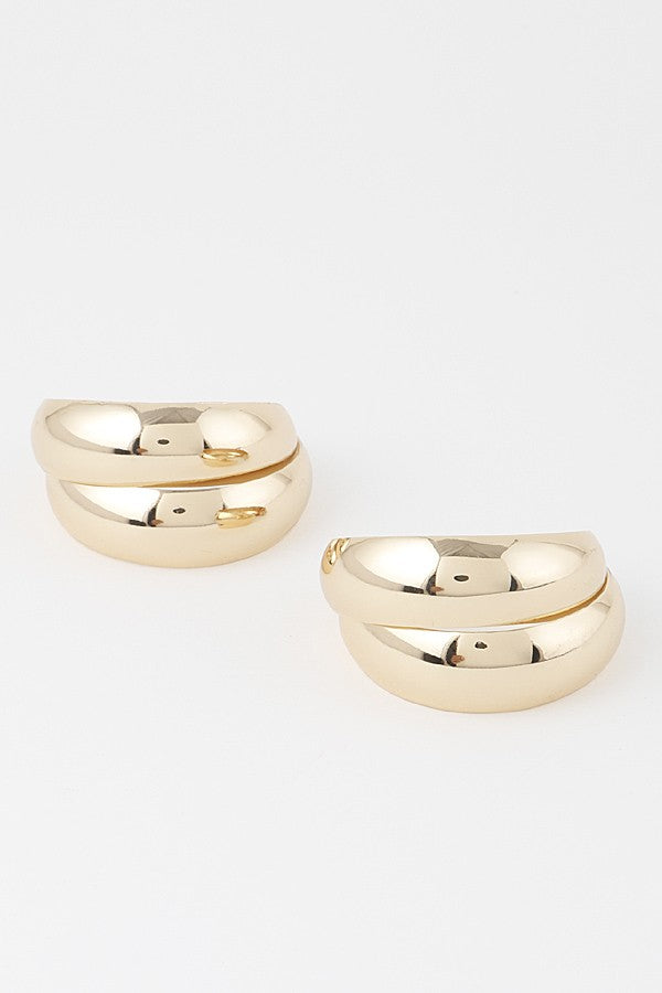 Gold Bulky Double Hoop Earrings