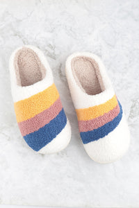 Striped Smiley Face Winter Fleece Slipper Collection