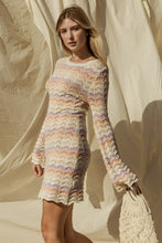 Ivory Multi Round Neck Bellsleeve Sweater Dress