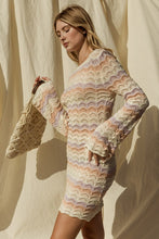 Ivory Multi Round Neck Bellsleeve Sweater Dress